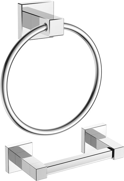 FORIOUS Toilet Paper Holder Wall Mount and Hand Towel Ring Set, SUS 304
