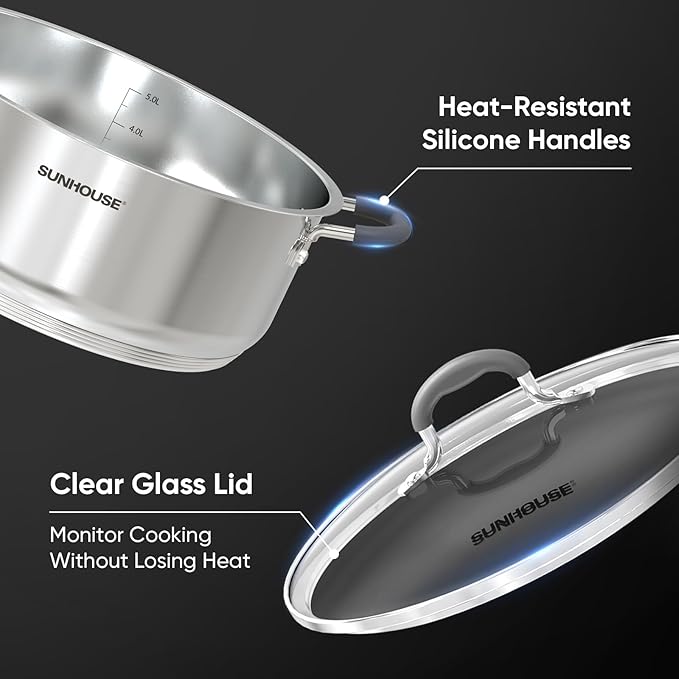 SUNHOUSE - 5.5 Quart Steamer Pots