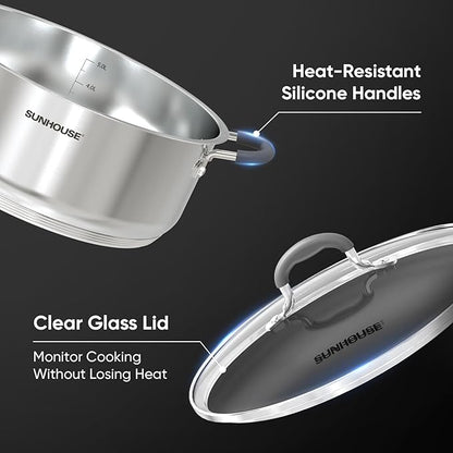 SUNHOUSE - 5.5 Quart Steamer Pots