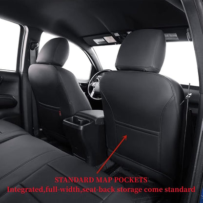 coverdream 2nd Gen Tacoma Seat Covers Custom Fit for 2012-2015 Toyota Tacoma Double Cab/Crew Cab Base (Regular Seats),Fully Covered Faux Leather Seat Protector-Full Set (Black)