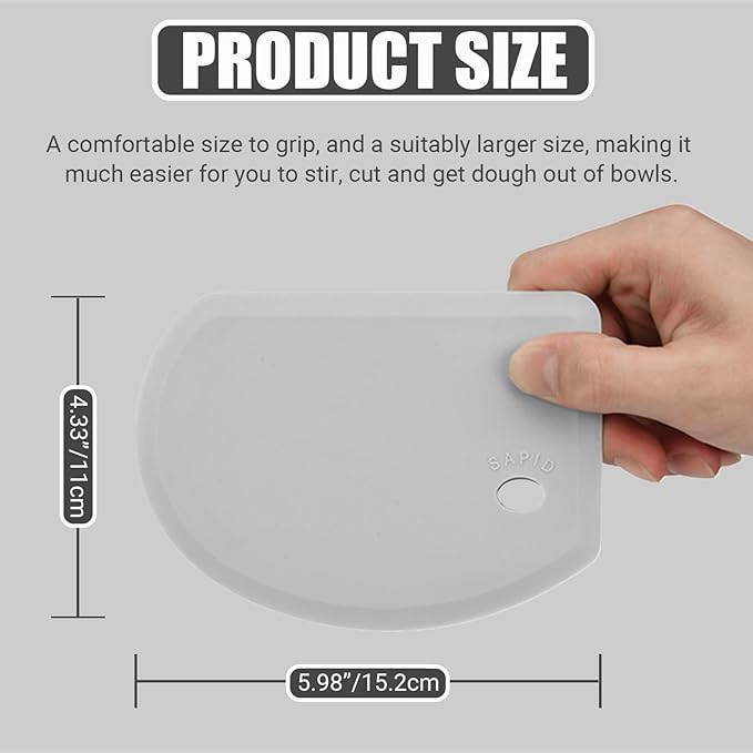 Sapid Flexible Curved Edge Silicone Bowl Scraper, Food Grade Dough Scraper