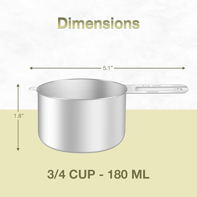 1PCS 3/4Cup Single Measuring Cup, Etched Inner Scale Stainless Steel Measure