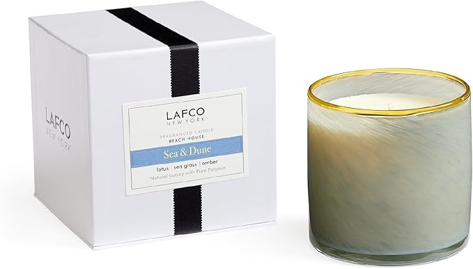 LAFCO New York Signature Candle, Sea & Dune - 15.5 oz - 90-Hour Burn Time - Reusable, Hand Blown Glass Vessel - Made in The USA