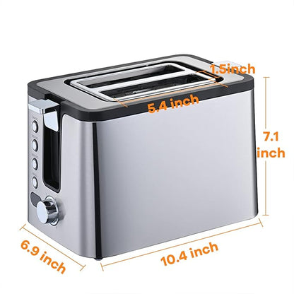 Mecity Toaster 2 Slice Stainless Steel Body, Cancel Functions, Warming Rack