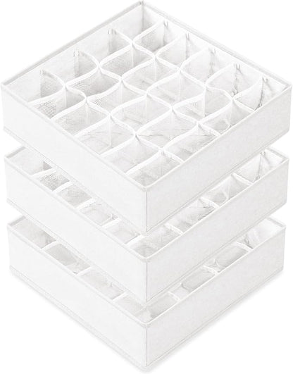 Criusia 3 Pack Sock Underwear Drawer Organizer Dividers, 64 Cell Fabric