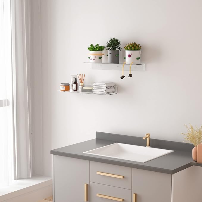 24 Inches Clear Floating Shelves