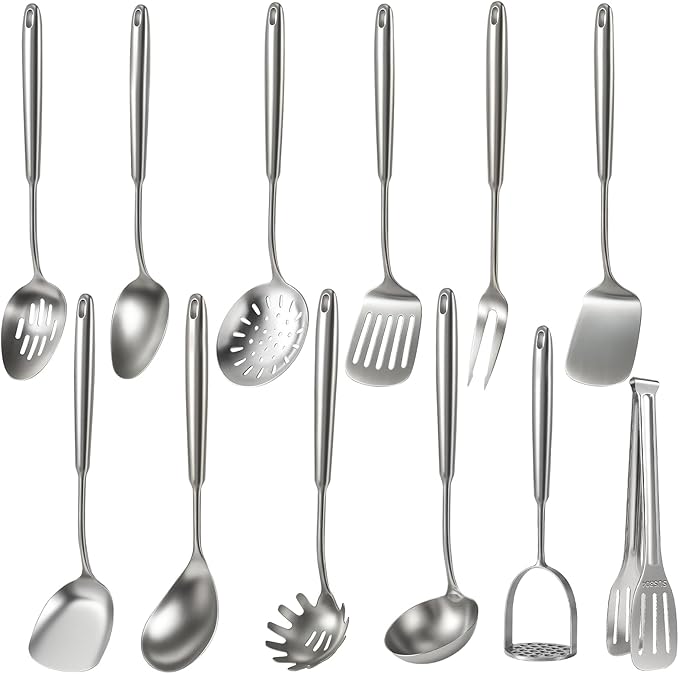 Newness 12 Pcs Cooking Utensils Set, 304 Stainless Steel Kitchen Utensils Set