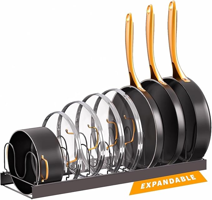 Norcalway Adjustable Bakeware Pots and Pans Organizer Under Cabinet, 14