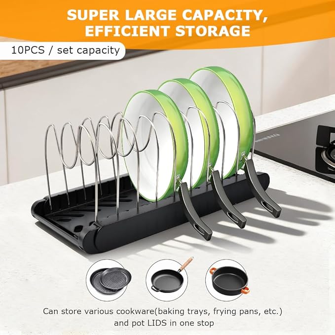 Expandable Pot and Pan Organizer Rack