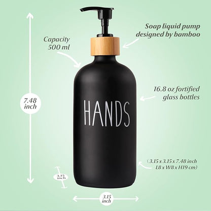 LOOCHICA Black Glass Kitchen Soap Dispenser, Detergent Dispenser or Hands Soap