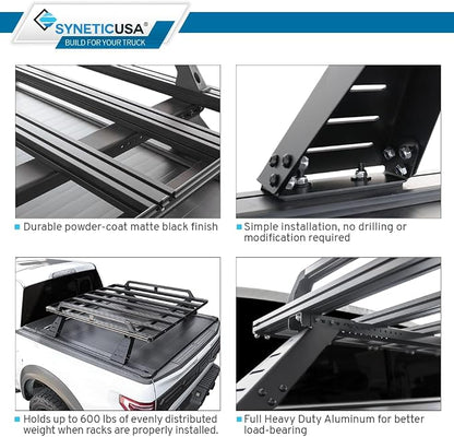 Syneticusa ER Power Retract Hard Tonneau Cover with R2 Rack Fits 2004-2026 Ford F-150 5.5' (67”) (incl. Raptor/Lightning) Truck Bed Overlanding Off Road Retractable
