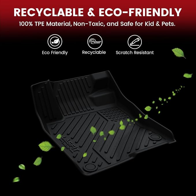 LASFIT Floor Mats & Trunk Mat for Honda Civic Hybrid Sedan 2025 2026 Only, All Weather TPE Custom Fit Car Floor Liner, 1st & 2nd Row & Cargo Mat, Black (Not for Civic Hybrid Hatchback)