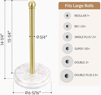 KES Brushed Gold Marble Paper Towel Holder Countertop