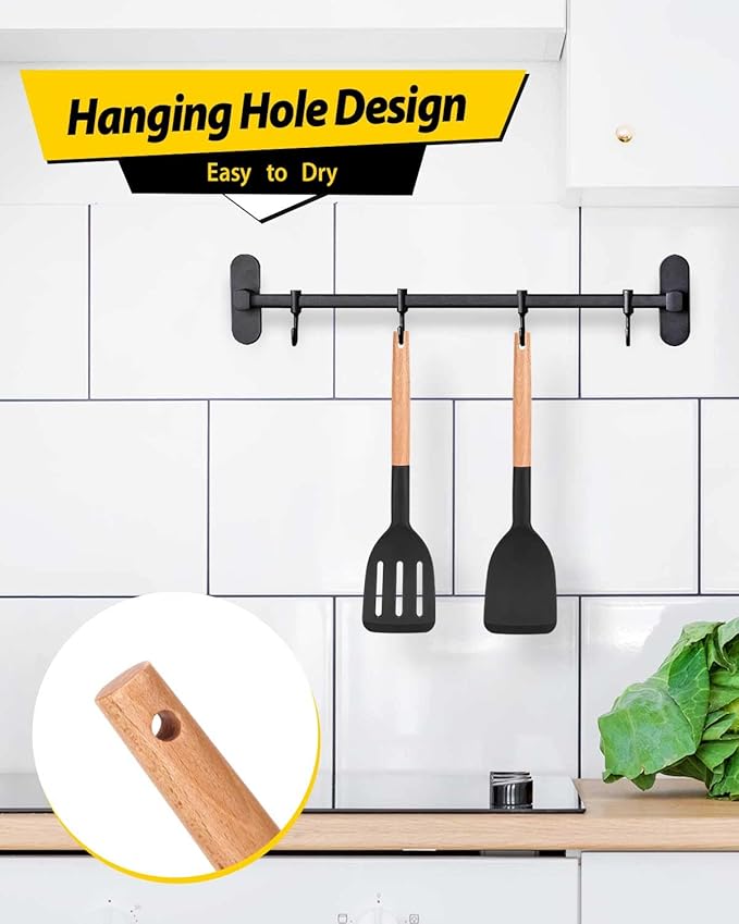 Pack of 2 Silicone Cooking Spatula, Heat Resistant Solid Turner, Non Stick