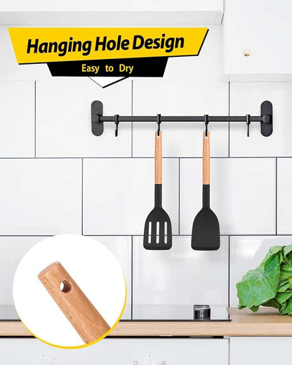 Pack of 2 Silicone Cooking Spatula, Heat Resistant Solid Turner, Non Stick