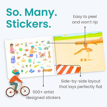 Sticker Book for Kids 2-4, 500+ Kids Stickers, Spending Time with Grandpa by Cupkin, 12 Coloring Pages, 12 Scenes, Fun Toddler Travel Activity Coloring and Sticker Books for Children Ages 4-8 + 8-10