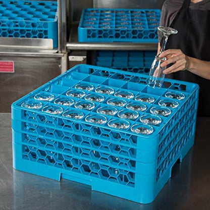 Carlisle FoodService Products RG36-314 OptiClean 36 Compartment Glass Rack with 3 Extenders, 2-15/16" Compartments, Blue (Pack of 2)