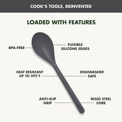 GreenPan Silicone Solid Spoon, Mixing Stirring Serving, Cooking Kitchen Utensil