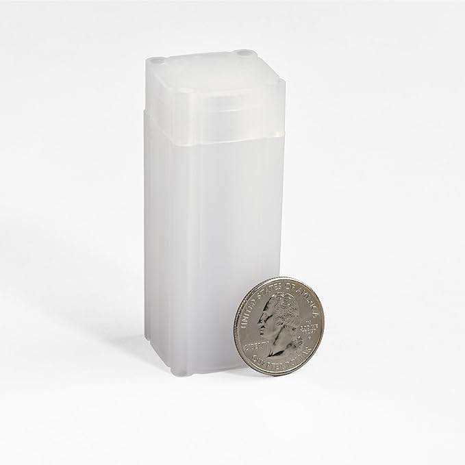 LIGHTHOUSE - Square Coin Tubes - Convenient Push Top, Virtually Unbreakable, Acid Free and Archival Quality - Coin Tubes for US Quarters, 10 Pack
