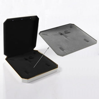 HSLFUAI Necklace Box with Led Light,Jewelry Box for Necklace,Jewelry Gift Box for Wedding, Birthday, Valentine' Day, Mother'S Day, Christmas,Black Velvet Interior Necklace Box(Blue)