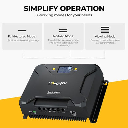 BougeRV Sunflow MPPT Solar Charge Controller 60A, w/Low-Temp Cut-Off, APP