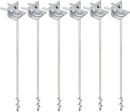 Ground Anchors Screw In - 24" Set of 4,6,8 with Brackets and Drill Bit - Earth Anchors - Mobile Home Anchors - Storage Shed Anchor Kit - Swing Set Anchors for Metal Swing Set - Playset Anchors - Ties