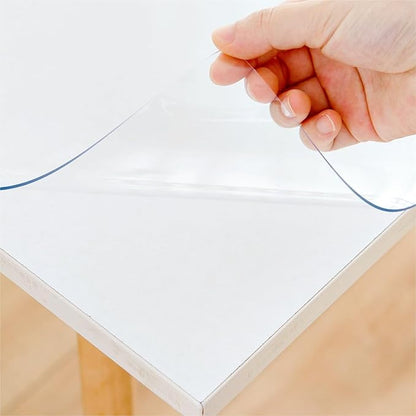 24 x 55 Inch Clear Table Cover Protector, Clear Table Protector for Dining Room Table, 1.5mm Plastic Table Cover, Waterproof Table Pad for Kitchen, Office