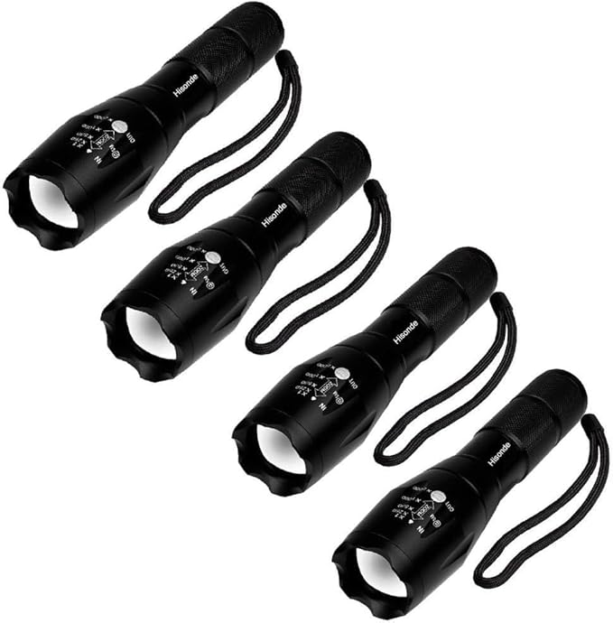 Military Grade 5 Mode High Lumens Tactical Led Waterproof Flashlight (4-Pack)
