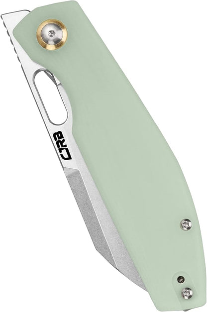 CJRB Pocket EDC Knife - Ekko(J1929) Small Folding Knife AR-RPM9 Steel Blade and Natural Green G10 Outdoor for Men Women for Gifts