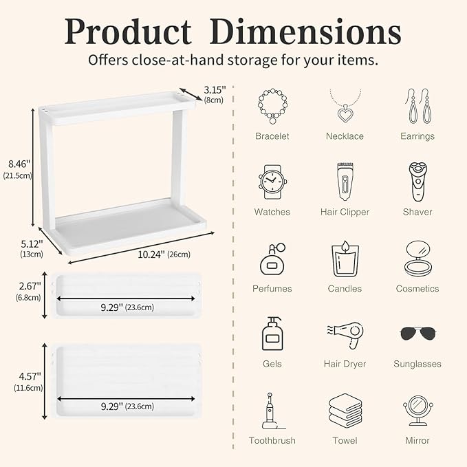 PEKER Bamboo Bathroom Organizer Countertop – Small Vanity Storage Shelf