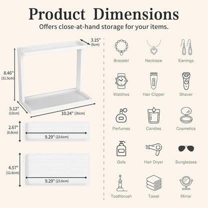 PEKER Bamboo Bathroom Organizer Countertop – Small Vanity Storage Shelf
