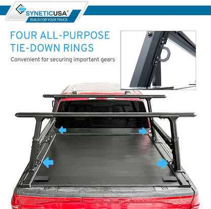 Syneticusa Hard Retractable Tonneau Cover for Ford F150 5.5 Ft Bed with Rack R1 Fits 2004-2026 | Double Locking Truck Bed Cover | Waterproof No Drill One Person Install | 5-Year Protection Plan