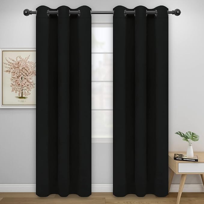 Easy-Going Blackout Curtains for Bedroom, Solid Thermal Insulated Grommet and