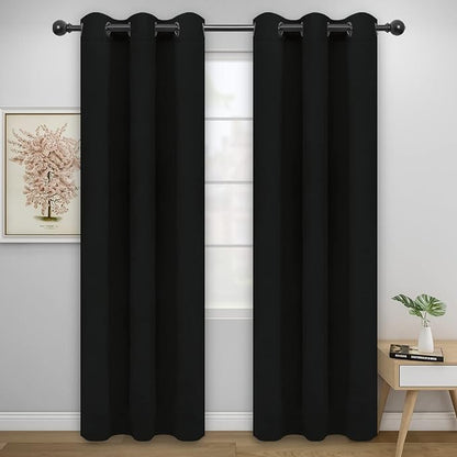 Easy-Going Blackout Curtains for Bedroom, Solid Thermal Insulated Grommet and