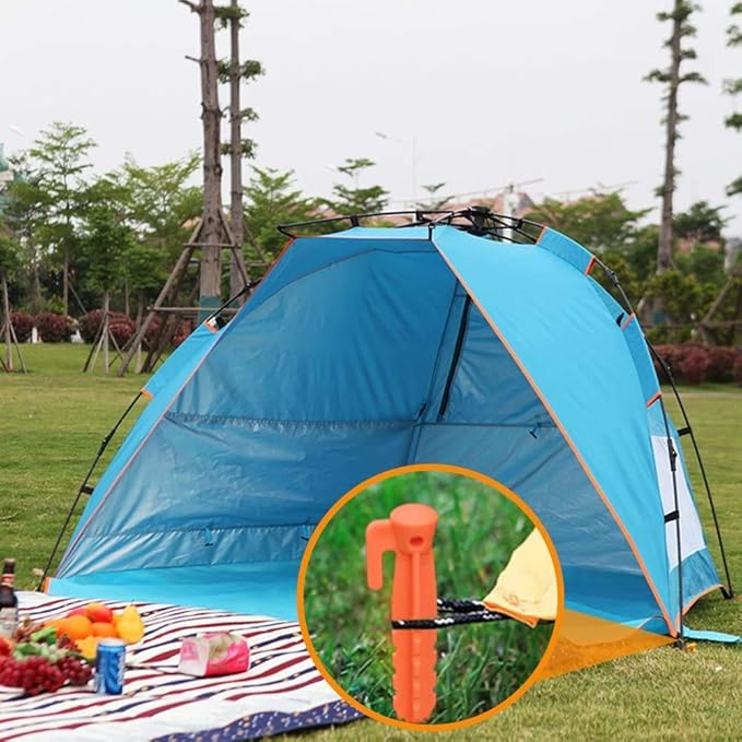 Camping Tent Stake Pegs / 8 Pack Outdoor Plastic Stakes for Christmas Holiday Decoration Bounce House Rain Tarps Outdoor Activities, Durable Plastic, Safety Orange-8.8inches