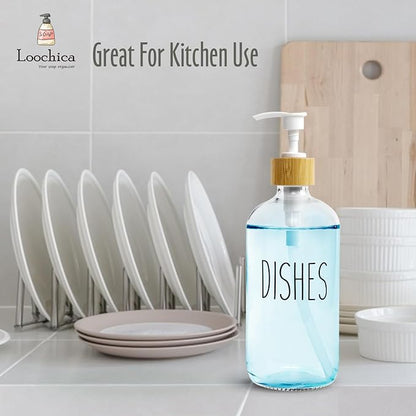 LOOCHICA Dish Clear Glass Soap Dispenser
