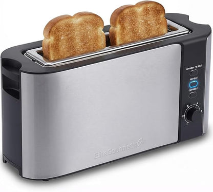 Elite Gourmet ECT3200 2-Slice, 1 Long Slot, Slim Toaster, 6 Toast Settings