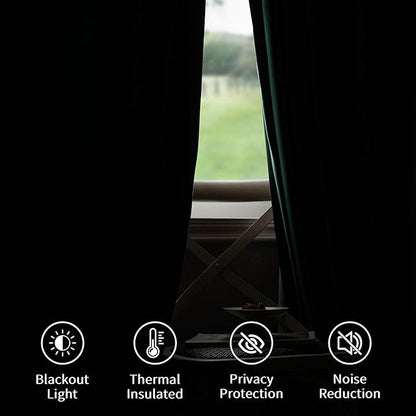 FMFUNCTEX Velvet Curtains Emerald Green Thermal Insulated Curtains