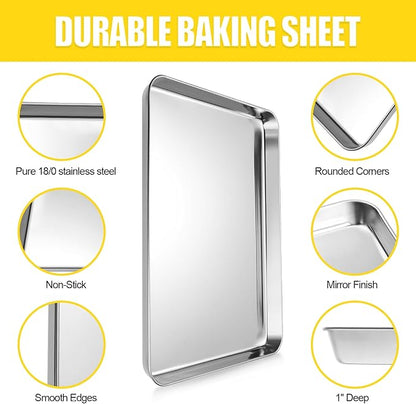 Terlulu Baking Sheet, Cookie Sheet, Stainless Steel Baking Pan, 2 Piece-19.6''x
