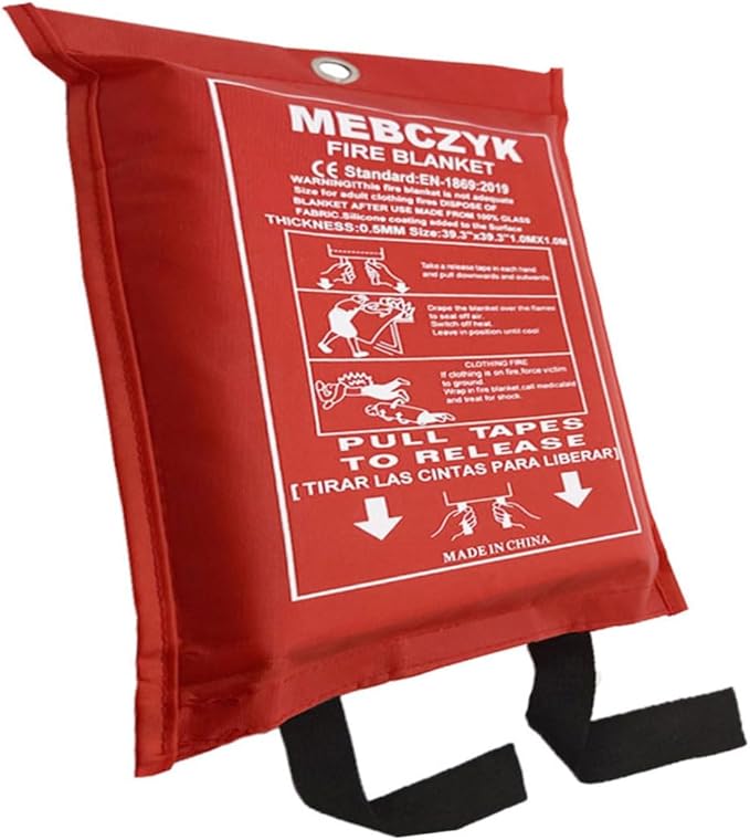 Fire Blanket Kitchen Emergency Blankets with Silicone Coating.Fireproof Blanket Fire Blanket for Home for Kitchen,Camping,Office,BBQ,Welding and Depot!Car Fire Retardant (39"X39" 1Pack)