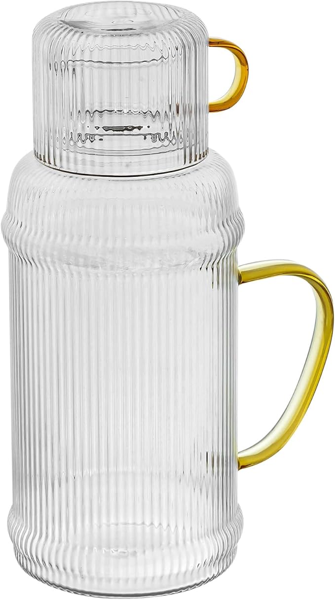 Baffect Bedside Water Carafe And Glass Set, High Borosilicate Glass Pitcher