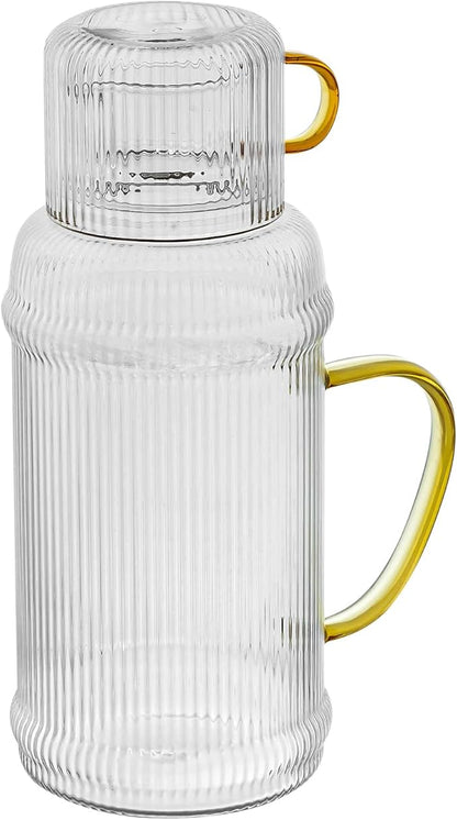 Baffect Bedside Water Carafe And Glass Set, High Borosilicate Glass Pitcher