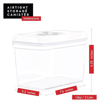 DWËLLZA KITCHEN Airtight Food Storage Containers - Pantry Snacks Kitchen Container, Baking Supplies, 4LB Sugar & Flour Canister - 4 Pc Set All Same Size - Clear Plastic BPA-Free - Keeps Fresh & Dry