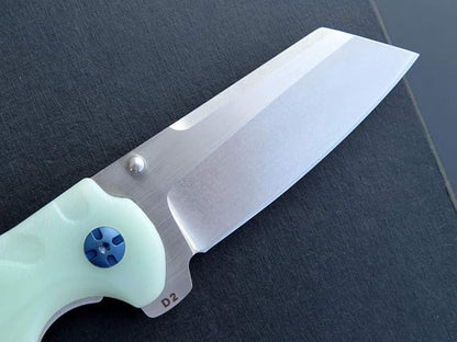 Eafengrow EF932 Pocket Knife G10 Handle D2 Steel Blade Knife with Ball Bearing Safe Open Flipper Knife for Camping Survival Hiking (jade)