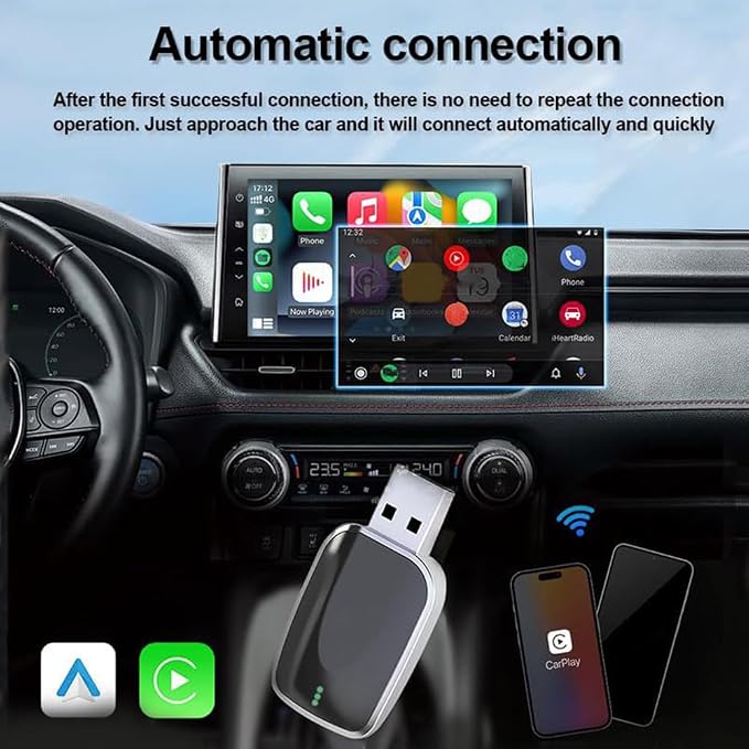Compatibility with Wireless Android Auto Adapter for VW ID.Buzz 2023-2025,Converts Wired to Stable Connection Mini Size Accessories(Android 11+ Only),A
