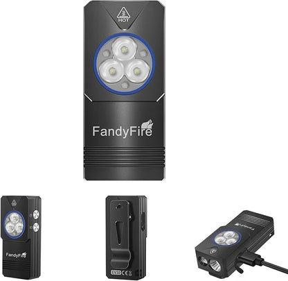 Rechargeable Clip-on Light EDC Flashlight, 550 Lumens Small Keychain Flashlight, Combines Floodlight, Spotlight and UV Light, Tail Magnet for Signaling, Cycling, Outdoor