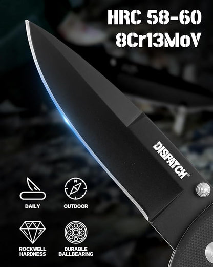 Folding Pocket Knife with Clip, 3.58" 8Cr13MoV Steel Drop Point Blade with G10 Handle, Liner Lock Pocket Knives for Men Outdoor Camping Hunting Hiking Survival Pocketknife