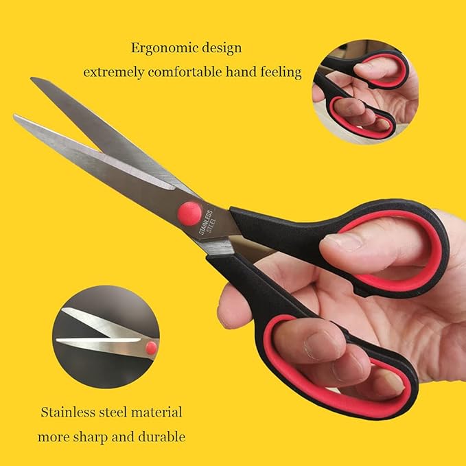 Scissors, 8.5 Inch Ultra Sharp Shears, Comfort-Grip Handles Household