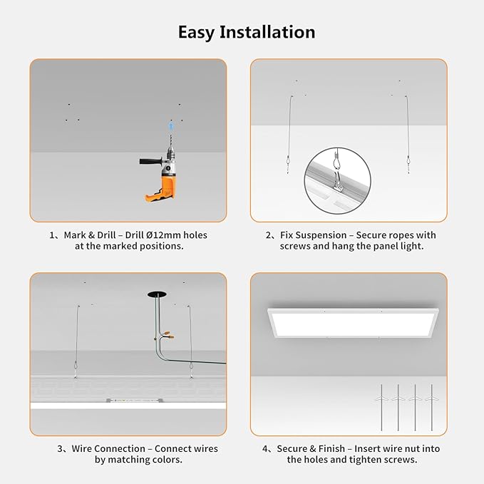 AIKVSXER 42 Pack 1x4 LED Flat Panel Light, 50W 5500LM Surface Mount Ceiling