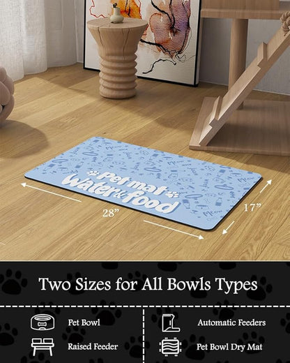 Pet Feeding Mat-Absorbent Dog Mat for Food and Water Bowl-No Stains Quick Dry Water Dispenser Mat-Dog Accessories Pet Supplies-Bowl for Messy Drinkers（PAW,17"x28"